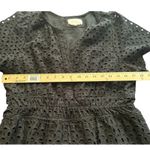 Anthropologie  Black Eyelet Smocked Waist Tiered Ruffle V Neck Dress XL Photo 7