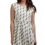 SM WARDROBE PINEAPPLE WHITE PRINT SLEEVELESS BELTED DRESS M Size M Photo 0