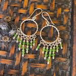 Bali Style Green Crystal Sterling Silver Earrings Photo 0