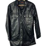 Pull & Bear  Black Faux Leather Shirt Snap Button Jacket S Photo 0