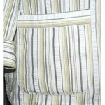 TanJay Ladies White Striped Double Button Jacket 14 Pockets 3/4 Cuffed Sleeves Green Photo 3