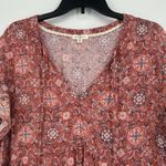 Mason & Belle  Boho Top Pink Floral Babydoll Split Neck Embroidered Size XL Photo 1