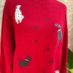 Tulchan 100% Wool Red Dog & Pawprint Sweater Size XL Photo 1