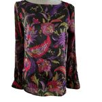 Ralph Lauren Vtg satin multicolored fairy core blouse floral print round neck S Photo 0