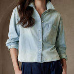 Banana Republic  The Long Sleeve Cropped Boxy Fit Denim Chambray Button Up Shirt Photo 0