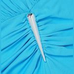 Halston Heritage Halston Ivanna Gathered Asymmetric Cut-Out Gown, Aqua/Blue Size 4 New w/Tag Photo 10