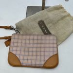 Coach Wristlet Pouch Pastel Plaid Leather Trim Zip Closure Photo 1
