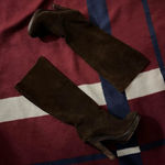 Sexy dark brown chocolate chunky heeled knee high suede boots Made in Brazil 6.5 Photo 0