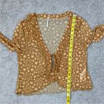 Free People  Marni Tie Front Sheer Star Print Top Orange Gold XS Photo 7