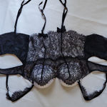 Delicates  Vintage Black Lace Bustier Corset Size L Photo 7