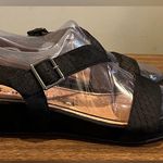 Tamaris Black Suede Scaled Snakeskin Print Wedge Heels, Size 38 Photo 2