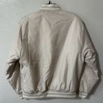 TNA Aritzia Stadium Varsity Jacket Satin Beige Ivory & White‎ Size XS Tan Photo 1