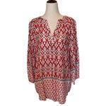 BeachLunchLounge Beach Lunch‎ Lounge Red Sonya Print Long Sleeve Peasant Blouse Size Small Photo 3