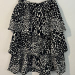 Who What Wear Black & White Animal Print Tiered Ruffle High Rise Midi Skirt 6 Photo 0