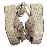 Loeffler Randall Posey Bow Beige Gingham Espadrille Platform Sandals Photo 3