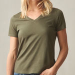 American Giant Womens XL Olive Green V Neck T Shirt Made in USA Cotton Tee Photo 0
