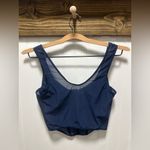 Navy Blue Sheer Corset Bustier Top Sz S Boning Layering Photo 1