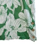 Tahari 100% Linen Top Green White Floral Print Short Sleeve Button Detail Sz M Photo 7
