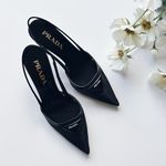 Prada  Women’s Mesh Slingback Pump Heels Black Nero Size 6 Photo 7