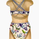 Cupshe NWOT Bright Floral Criss Cross Back High Rise Bikini Set Size Medium Photo 3