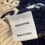 Evereve Clarissa Sweater Tank Crochet Ribbed Knit Striped M Cream & Navy Blue Photo 5