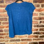 Tahari  Navy Blue Linen Short Sleeve V-Neck Top Women's Size Small Photo 5