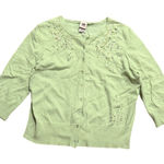 Faded Glory  Cardigan Sweater XL 16 18 Light Green Embroidery Sequins Vintage 90s Photo 0