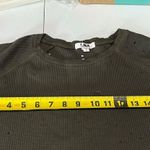 LNA Green Thermal Waffle Knit Distressed Holey Long Sleeve Shirt Womens XS Photo 6