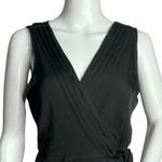Modcloth  Shirt Womens Medium Black Wrap Blouse Satin Sleeveless True Wrap Casual Photo 3