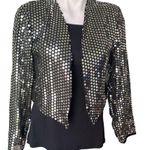 Vintage Lew Magram Silver Sequin Open Front Bolero Jacket, Sz M Size M Photo 1