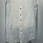 Terzo Millennio Made In Italy 100% Linen Tunic Top Blouse w/Button Back White Size M Photo 3