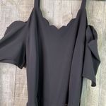 Monteau Size 3X Black Short Sleeve Cold Shoulder Wide Leg Jumpsuit 18” Leg Slit Photo 4