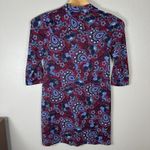 Talbots  Nylon Spandex Popover Dress Womens Large Maroon Blue Floral Paisley Photo 3