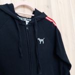 Y2K PINK Victorias Secret Womens Hoodie Size S Black Full Zip Sporty Bling Dog Photo 2