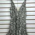 Luxxel Black/White Leopard Spaghetti Strap Deep V-neck Mini Romper Summer Sz S Photo 2