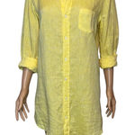 Frank & Eileen Linen Mary Shirt dress Bright Yellow Size Small Casual Resortwear Photo 0