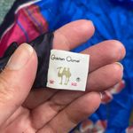 Vintage Golden Camel silk white floral hand rolled large square head wrap scarf Blue Photo 4