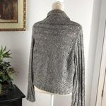 J.Jill Women's Gray Solid Acrylic Long Sleeve Front Tie Cardigan Sweater Size L Photo 3