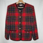 Talbots VTG‎  Red Tartan Plaid Wool Blazer Jacket Womens 8 Academia Preppy 90s Photo 0