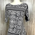 White House | Black Market Women's Small 3/4 Sleeve Black Scroll Tunic Top Photo 0