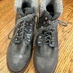 Esprit | Cadis Distressed Gray Faux Leather Fur Trim Lace Up Ankle Boots Size 8 Photo 6