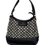 Kate Spade  New York Black White Shoulder Bag Purse Pattern Green Lining Top Zip Photo 0