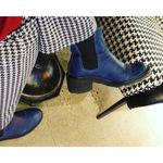 John Fluevog Boot Slacker Nap Crepe Soled Chelsea Leather Heeled Blue 11 GUC Photo 7