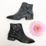 Napoleoni Italy Croc Embossed Leather Moto Zip Ankle Boots: Black Size 7.5 Photo 1