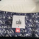 CAbi Women's Te Amo Love Script Spell Out Blouse Navy Top size Small Photo 2