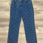 J.Crew Blue With White Polka Dots Vintage Straight Cropped Jeans Size 29 Photo 0