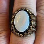 Opal black onyx gemstone 18k gold plated ring size 7.5 Photo 7