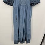 Old Navy  Chambray Denim Embroidered Long Flutter Sleeve Dress Size Small Boho Photo 10
