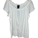 Grace Elements White Short Sleeve Ruffle Neck & Sleeve Casual Top Size XXL Photo 0