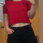 St. John’s Bay Vintage Red Ribbed Cropped Top  Photo 0